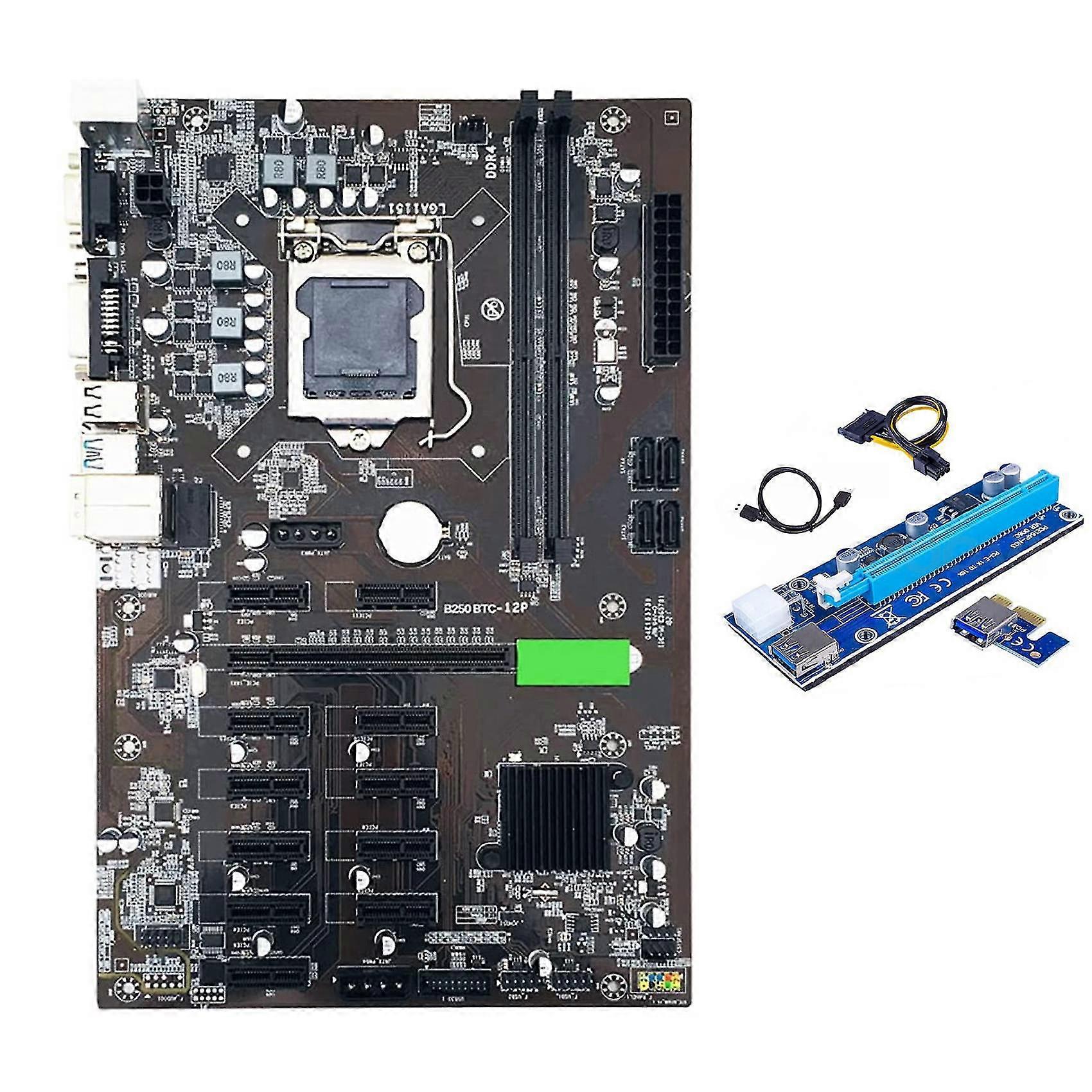 BTC B250 Mining Motherboard mit VER006C Riser Card 12XGraphics Card Slot LGA 1151 DDR4 USB3.0 für