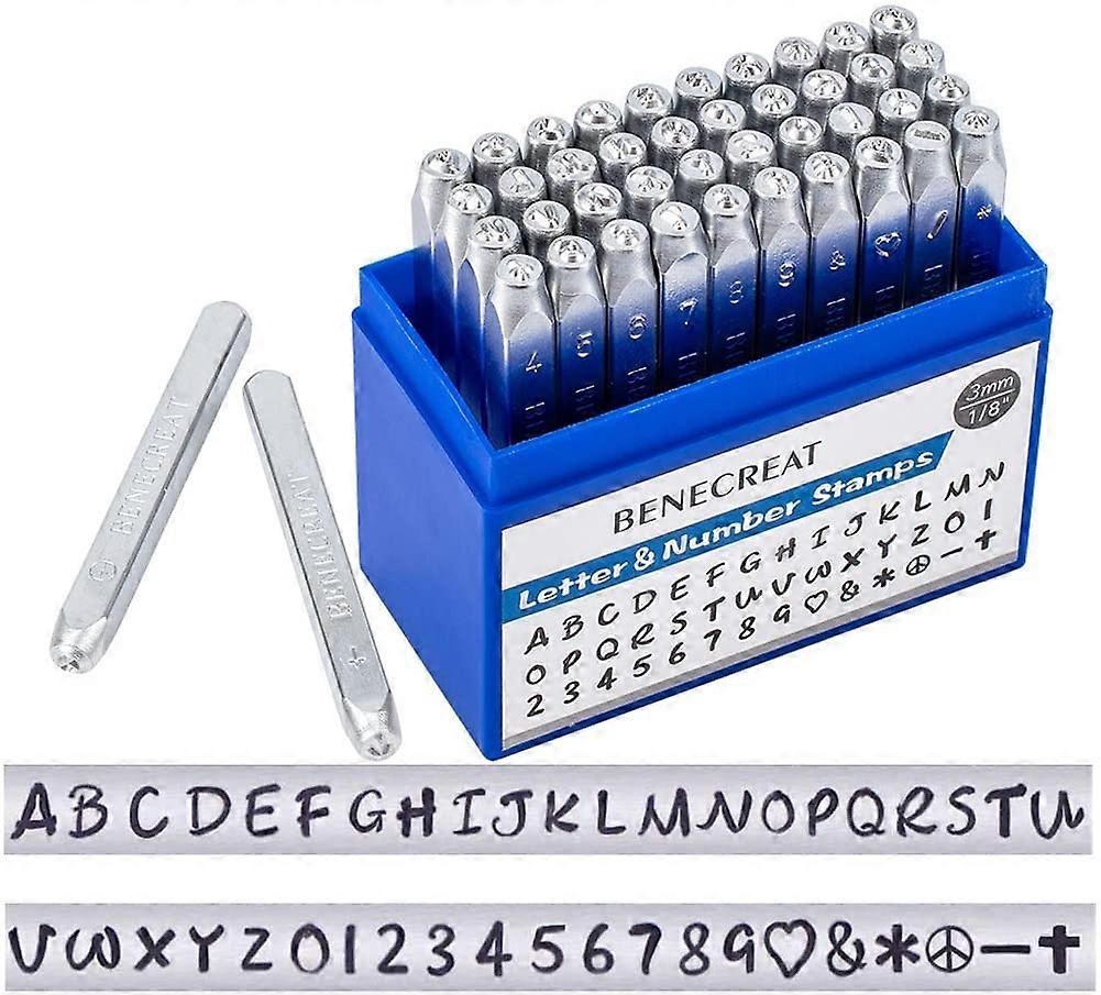 Xceedez 42PCS Σετ Μεταλλικών Γραμματοσήμων, Γράμματα και Αριθμοί, 3mm, Ανθρακούχος Χάλυβας, AZ και 0-9, Σύμβολα Αγάπης, Εργαλείο Τύπου Punch Punch για Κεφαλαία Γραμματόσημα