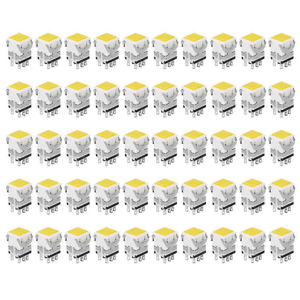50pcs 6 Pins SelfLocking Push Button Switch Precision Stable Switch Button Yellow220V