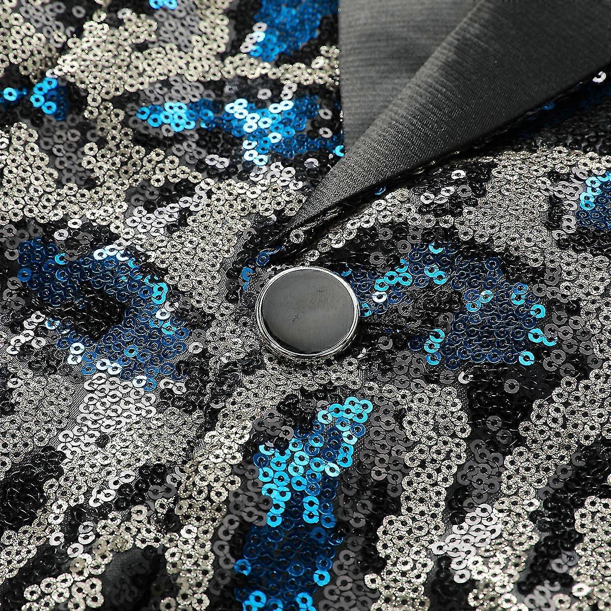 VAWAN Blazer de mariage formel à un boutonnage à un boutonnage à paillettes décontracté pour garçons