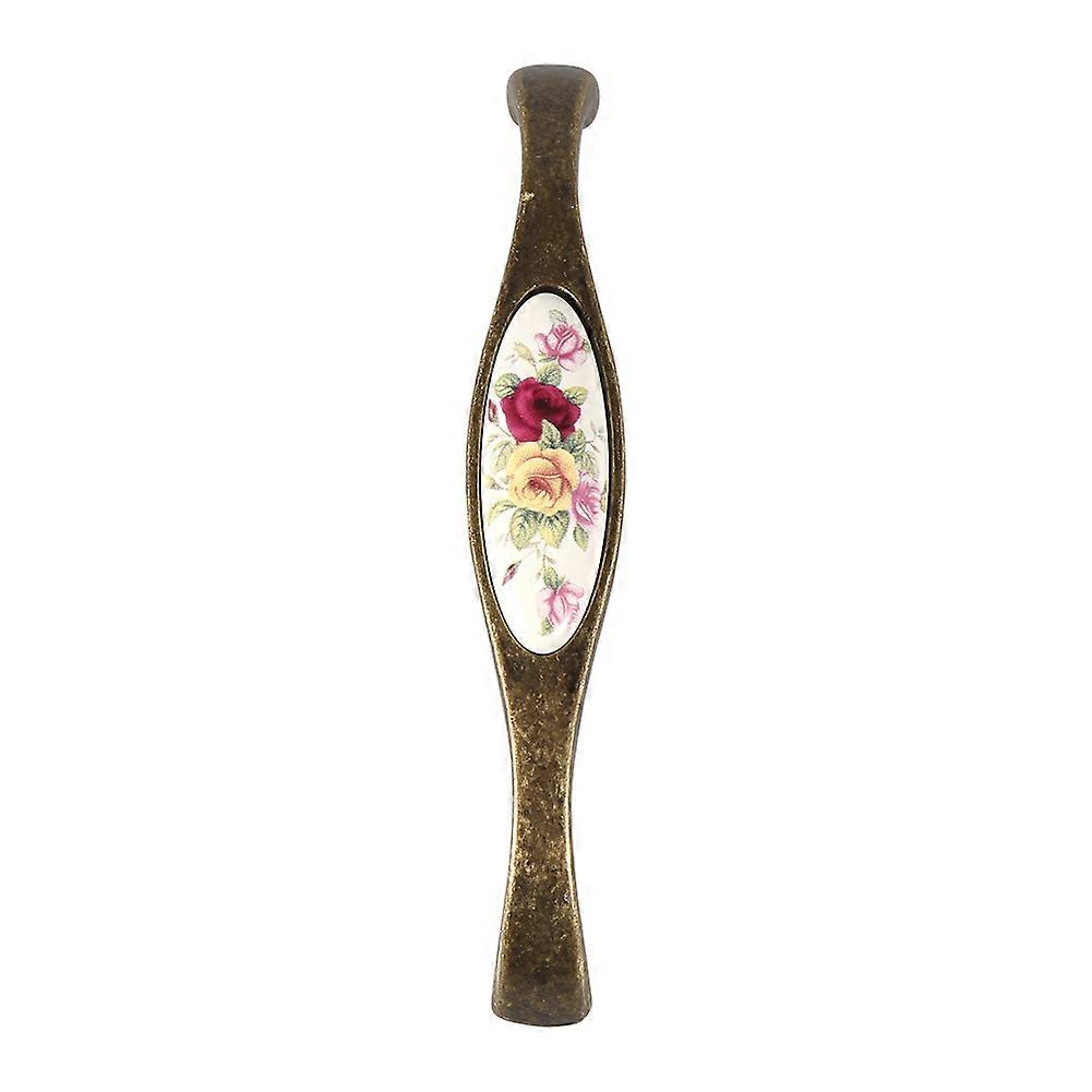 Rural Flower Ceramic Bronze DIY Door Handles Cabinet Cupboard Drawer Closet Knobs Pull 7#