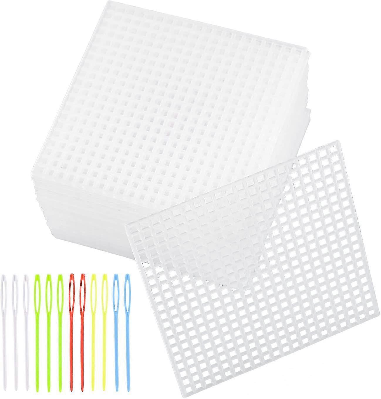 40 Pieces Plastic Mesh Canvas Sheets, 7 Count Clear Plastic Canvas Sheets With 12 Pieces