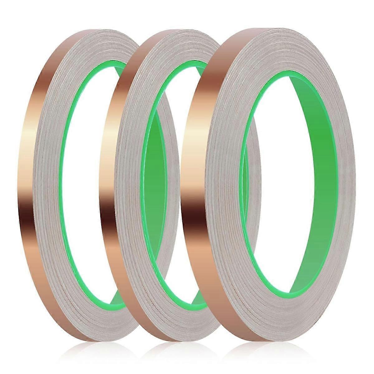 3Pack Copper Foil Tape,DoubleSided Conductive Copper Tape Adhesive for Shielding,Grounding(1/4In,1