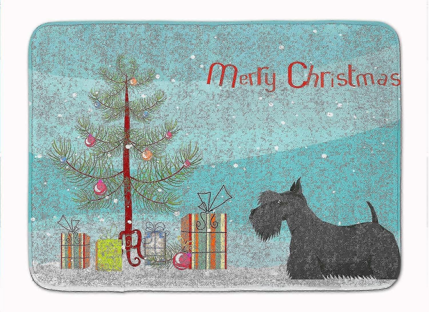 Scottish Terrier Christmas Tree Machine Washable Memory Foam Mat