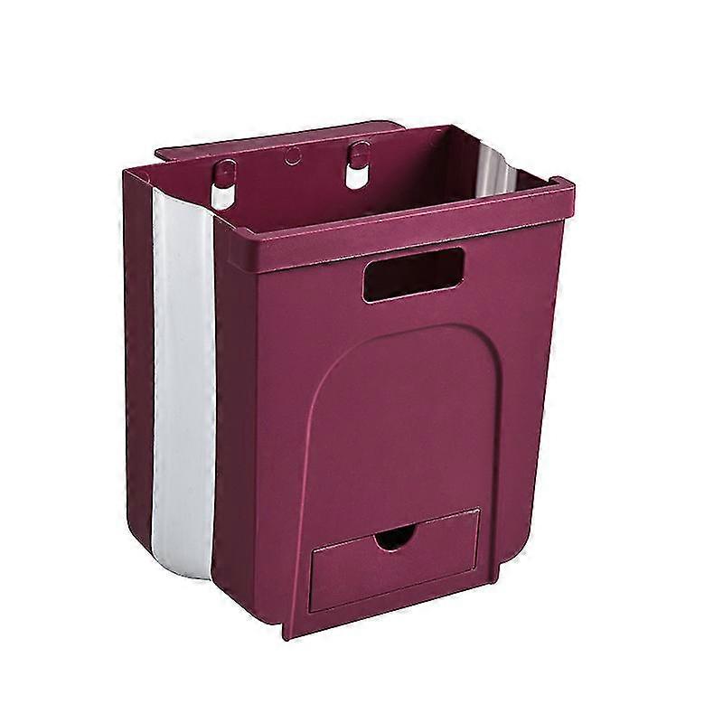 Foldable Kitchen Trash Can 10l Hanging Trash Bin , 2pcs,red