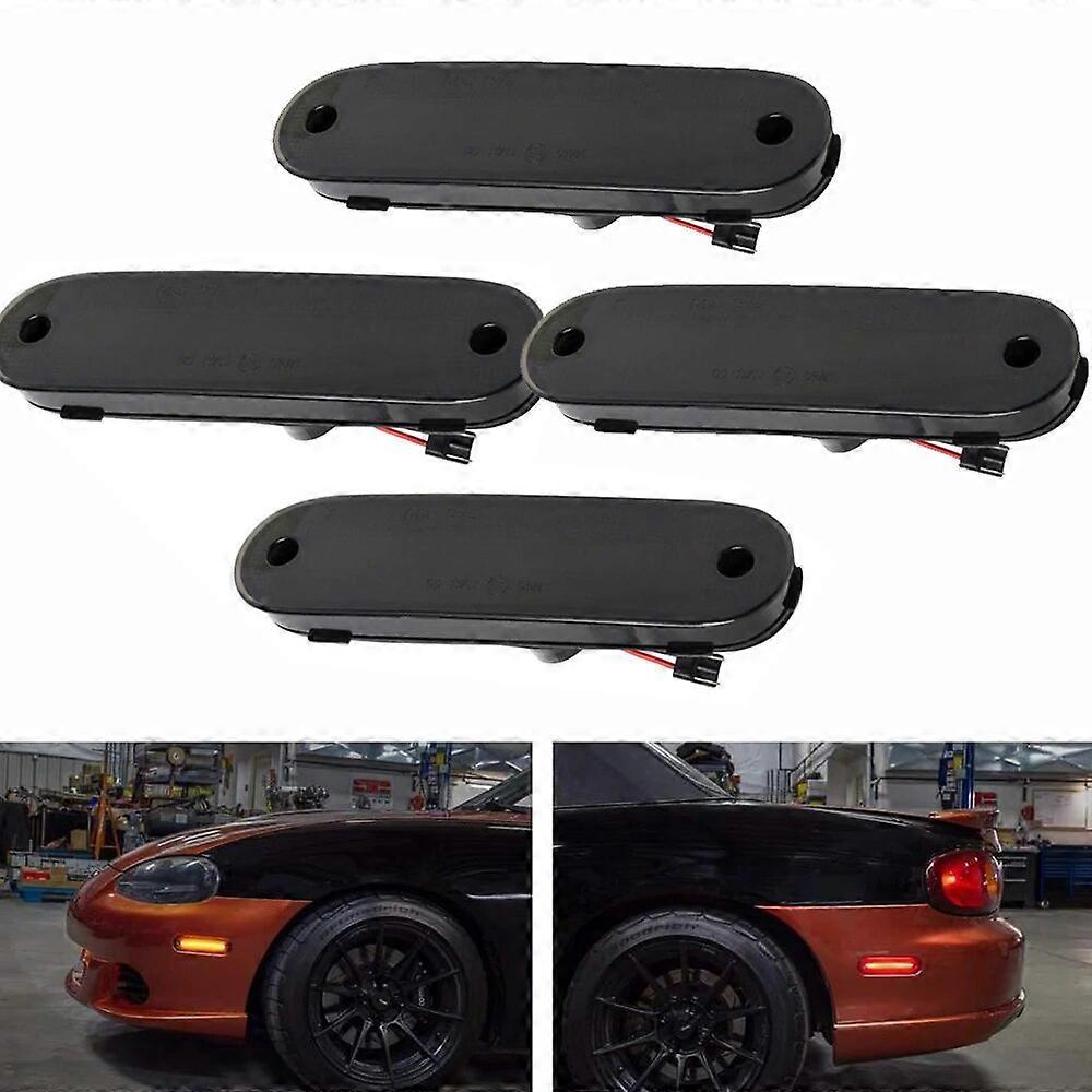4X LED Side Marker Light Smoked Lens Front Rear Turn Signal Lights Lamp for MAZDA MX-5 MX5 MIATA 1990-2005
