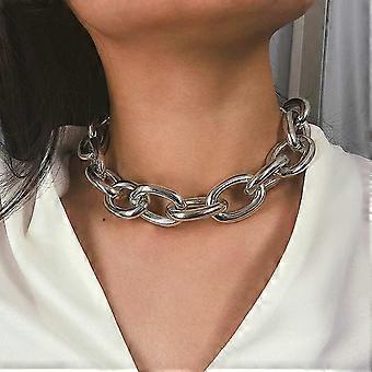 Fashband Chunky Choker collana argento collane spesse punk catena cubana accessori gioielli per le donne, Taglia unica, /, Nessuna pietra preziosa