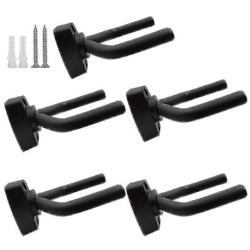5 Pack Black Guitar Hanger Holder - Wall Mount Display With Screws