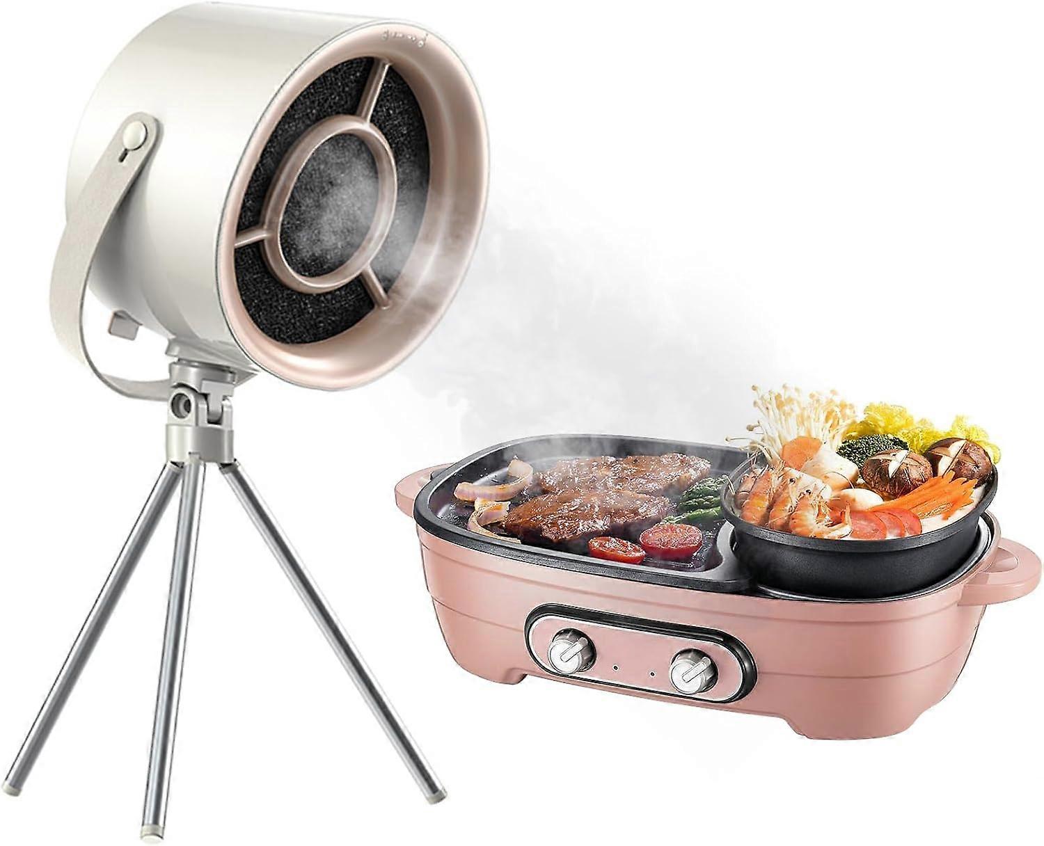 Desktop Range Hood, Portable Range Hood with 3 Speed Exhaust Fan, Detachable Filter Screen Adsorbed Oil, Mini Range Hood for BBQ Indoor Hot Bot