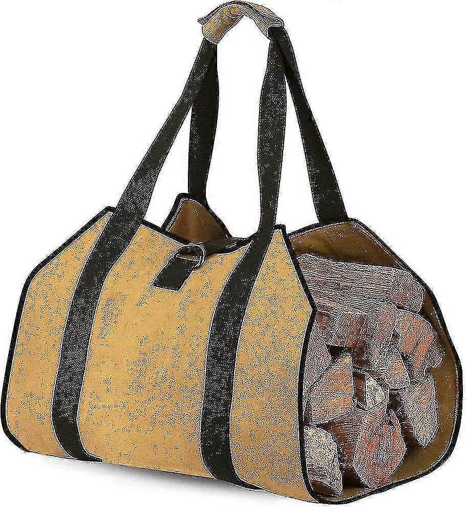 Canvas Log Bag Fireplace Firewood Storage Bag Large Capacity Outdoor Log Holder Waxed Wood Log Holde