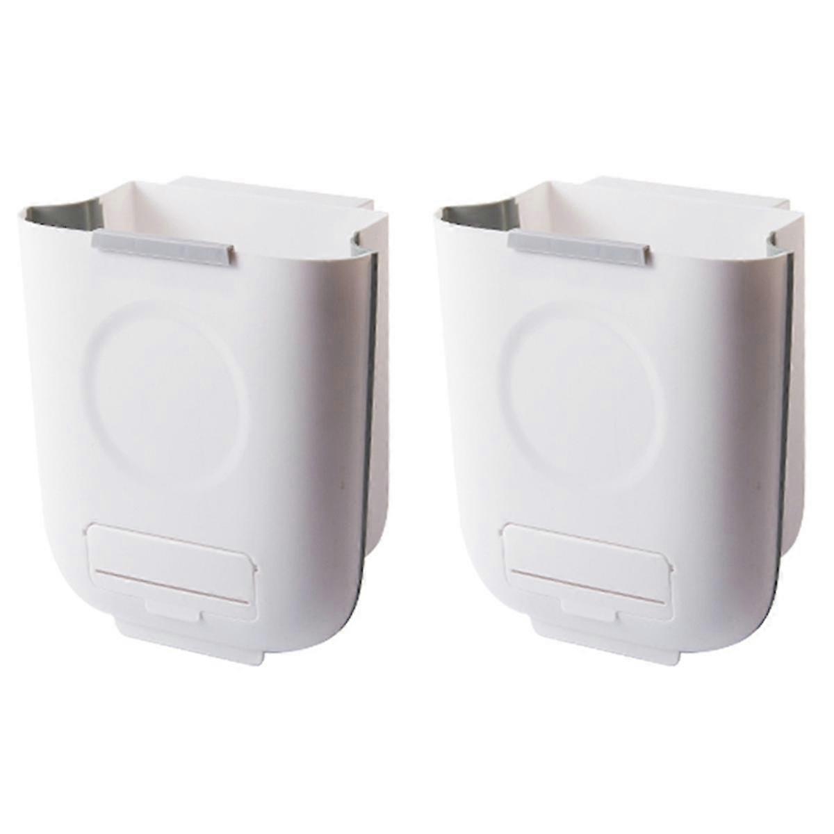 Hanging Kitchen Trash Can,Collapsible Waste Bin,Small Plastic Folding Hang Garbage Can White