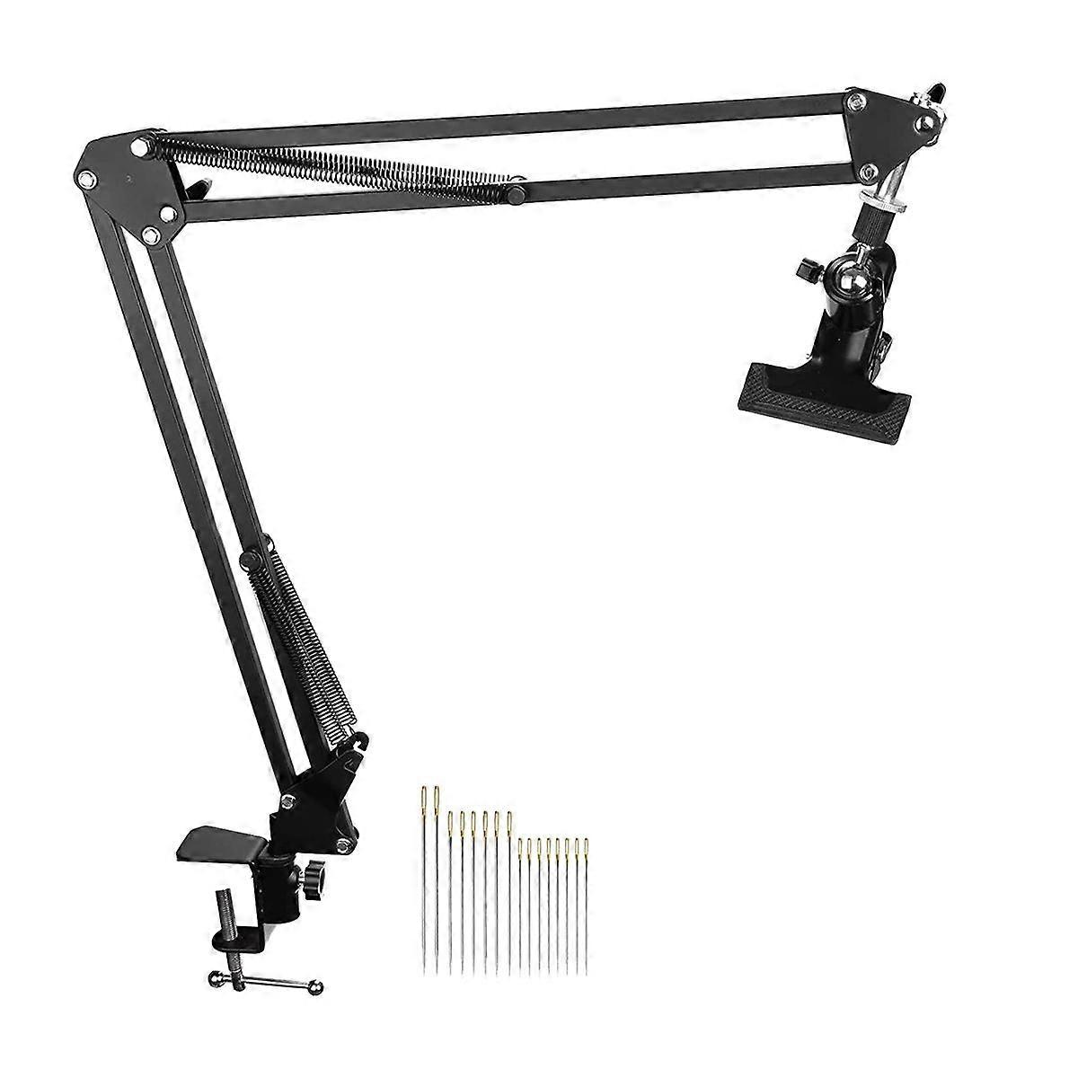 Adjustable Metal Embroidery Hoop Stand, Folding Embroidery Hoop Holder and 16 Pieces Embroidery Nee