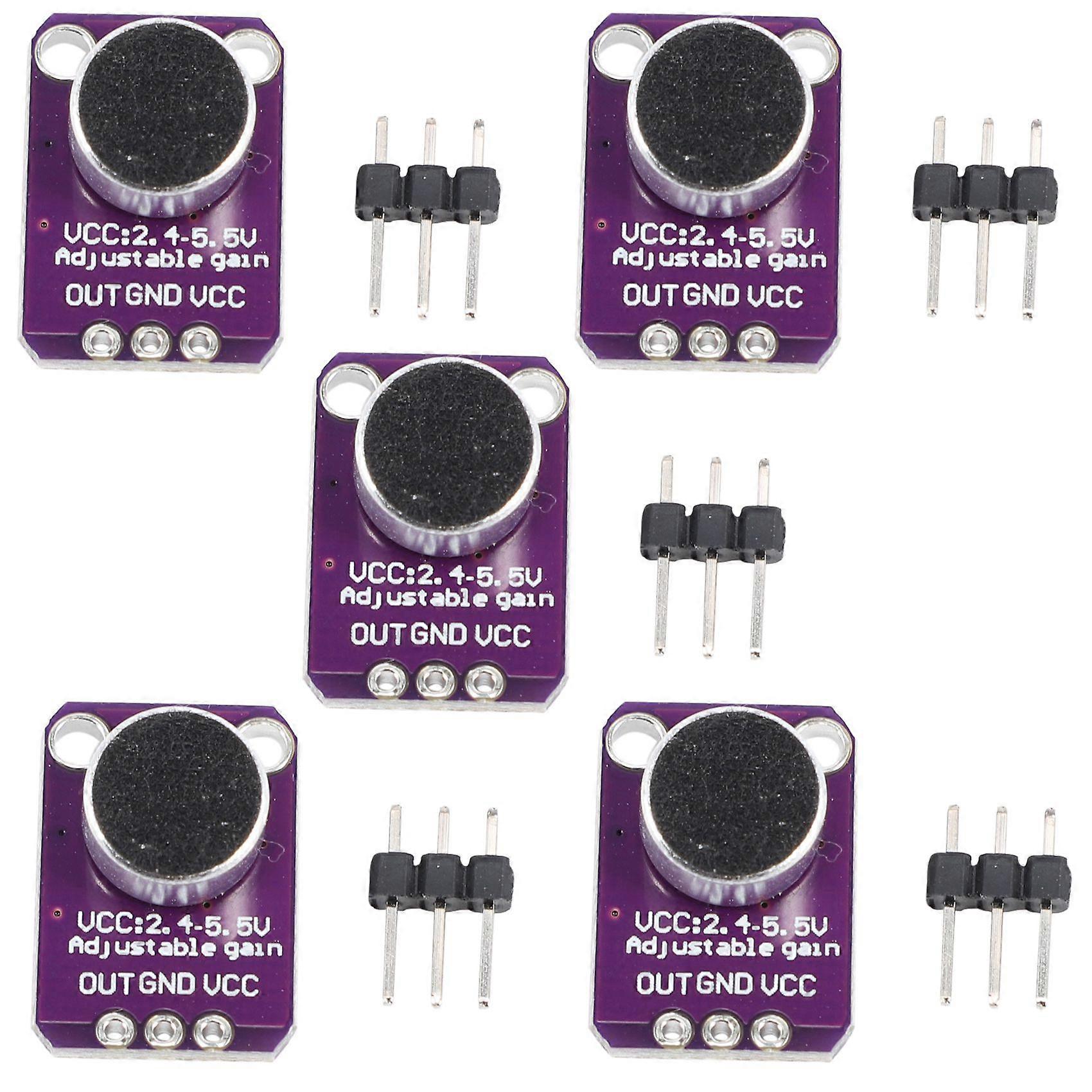 5Pcs -MAX4466 Electret Microphone Amplifier MAX4466 Module Adjustable Gain Breakout Board for