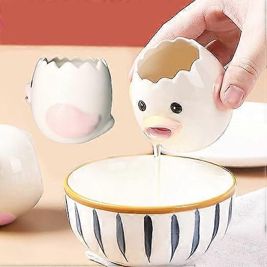 Chick Egg Separator -Pink Chicken White Egg Separator Ceramic Eggs Filter, Cute Egg Separator for Kitchen, Bakery, Camping