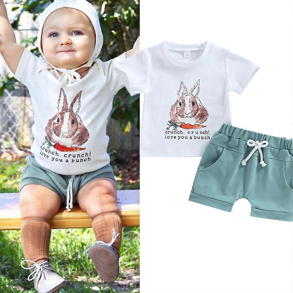 Toddler Baby Boy Easter Outfits Shorts Set Summer Crew Neck T-Shirts Drawstring Shorts