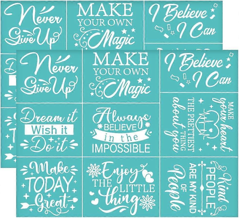 2Pcs 11x8.6 Inch Inspirational Text Self-Adhesive Silk Screen Printing Stencil "Never Give Up" Silk Screen Stencil "I Believe I Can" Reusable Mesh Ste