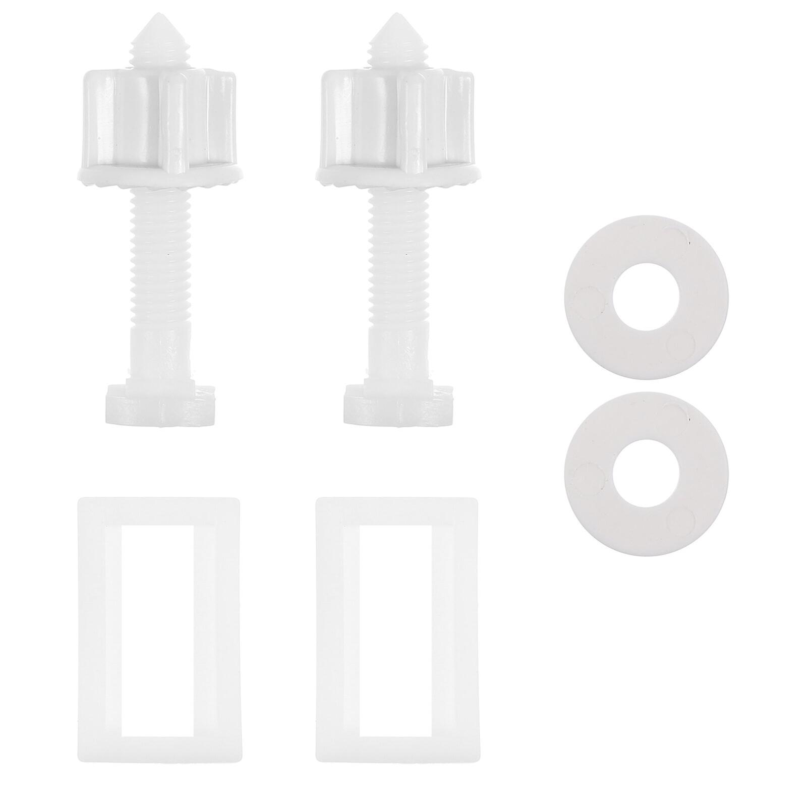 6Pcs Plastic Toilet Seat Hinge Bolt Screw with Nuts and Washers Set 39 x 24mm