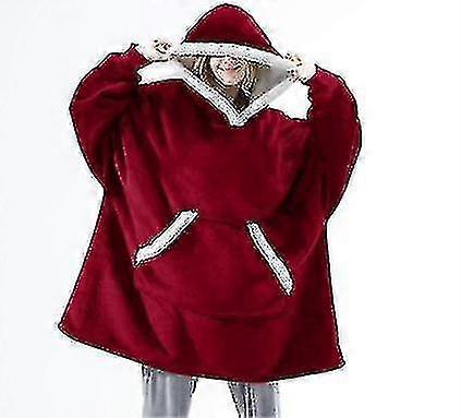 Dicker Pyjama für Damen Tragbarer Lamm-Samt-Faulenzdecke zu Hause lässiger Plüschpullover mit Hood_y hoher Qualität