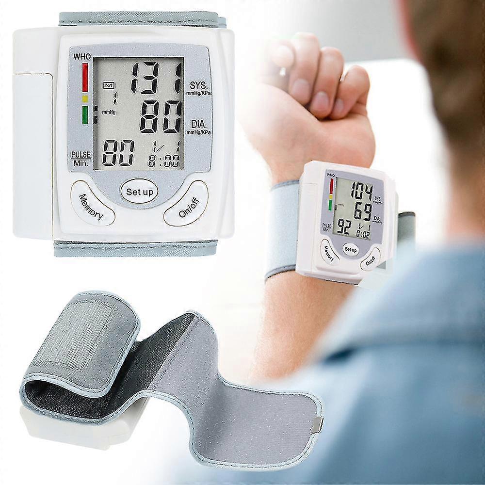 Automatic Wrist Blood Pressure Monitor Portable Digital Pulse Meter Lcd Display Heart Rate Indicator Measuring Device