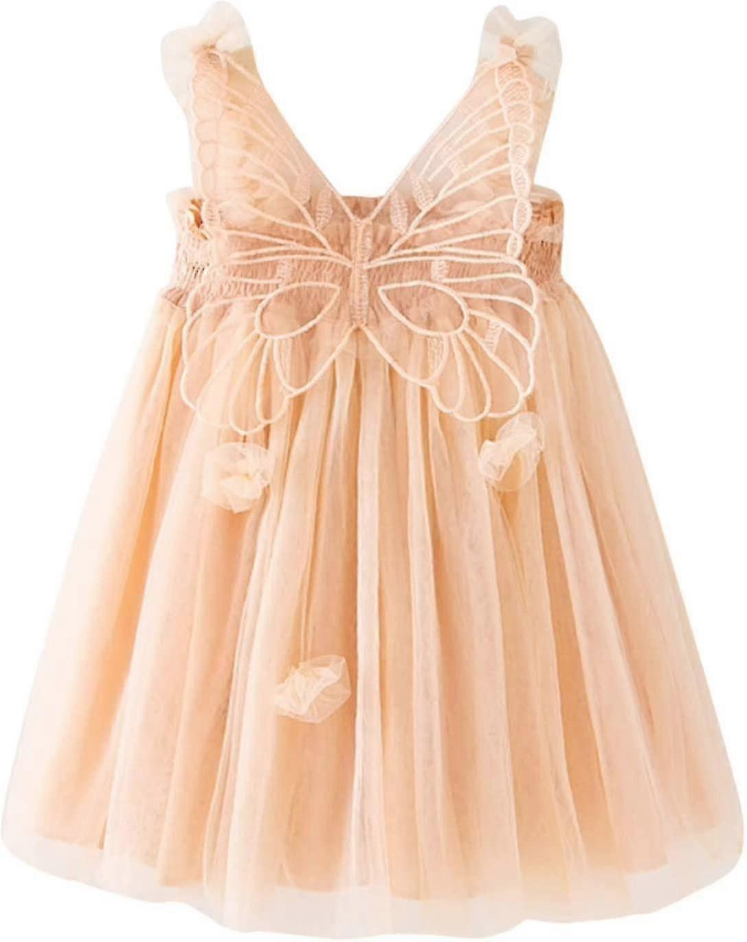 Yeni yürümeye başlayan çocuk kız kolsuz kelebek kanat elbiseleri peri tül elbise çocuk dans partisi prenses elbiseleri