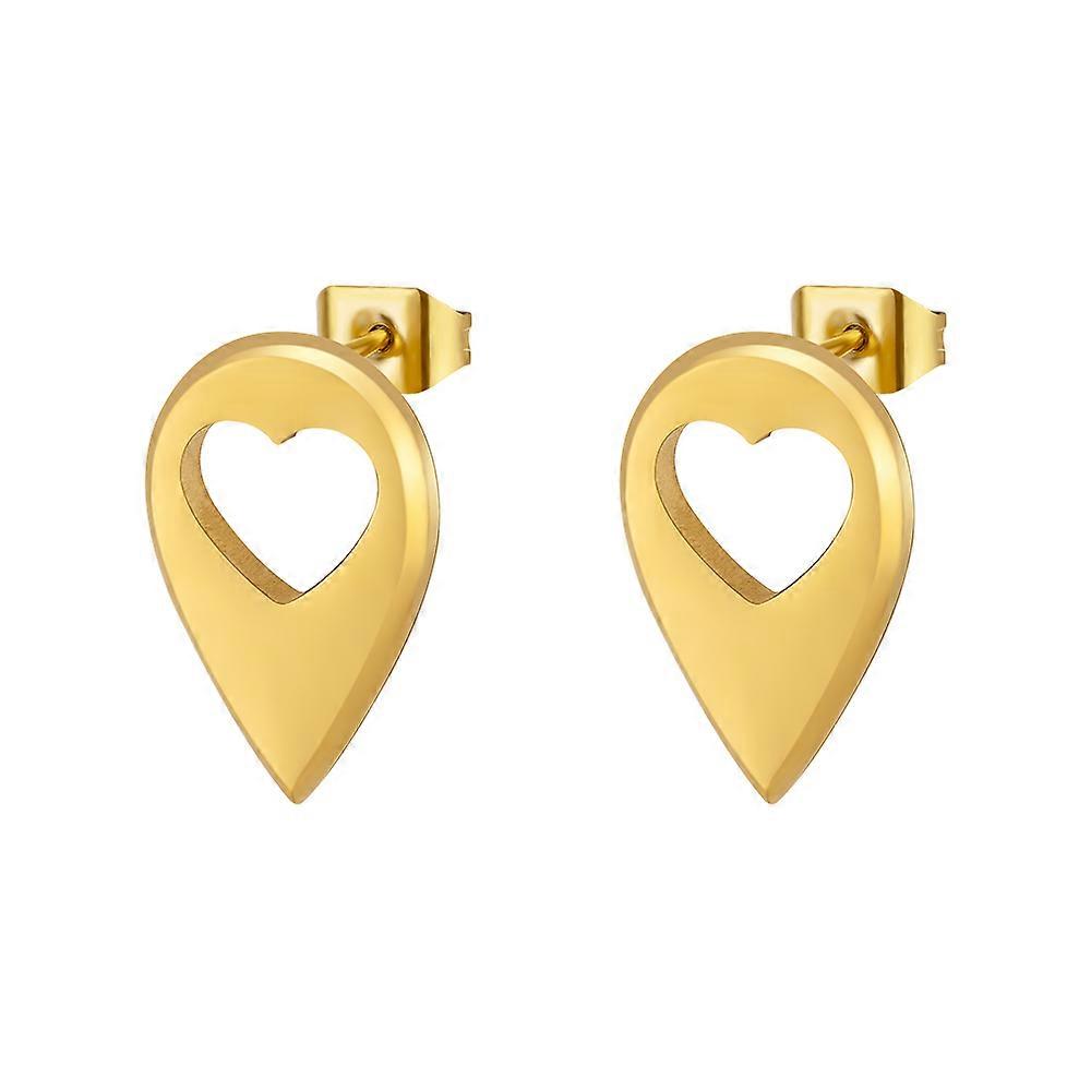 Boucles d’oreilles incurvées Droplet Heart Stud pour femmes en acier inoxydable dans les oreilles Mode Bijoux mignons Aretes de Mujer