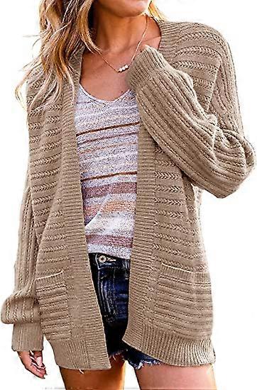 Women's Casual Long Sleeve Cable Knit Open Front Loose Chunky Sweater Cardigan Coat Outerwear