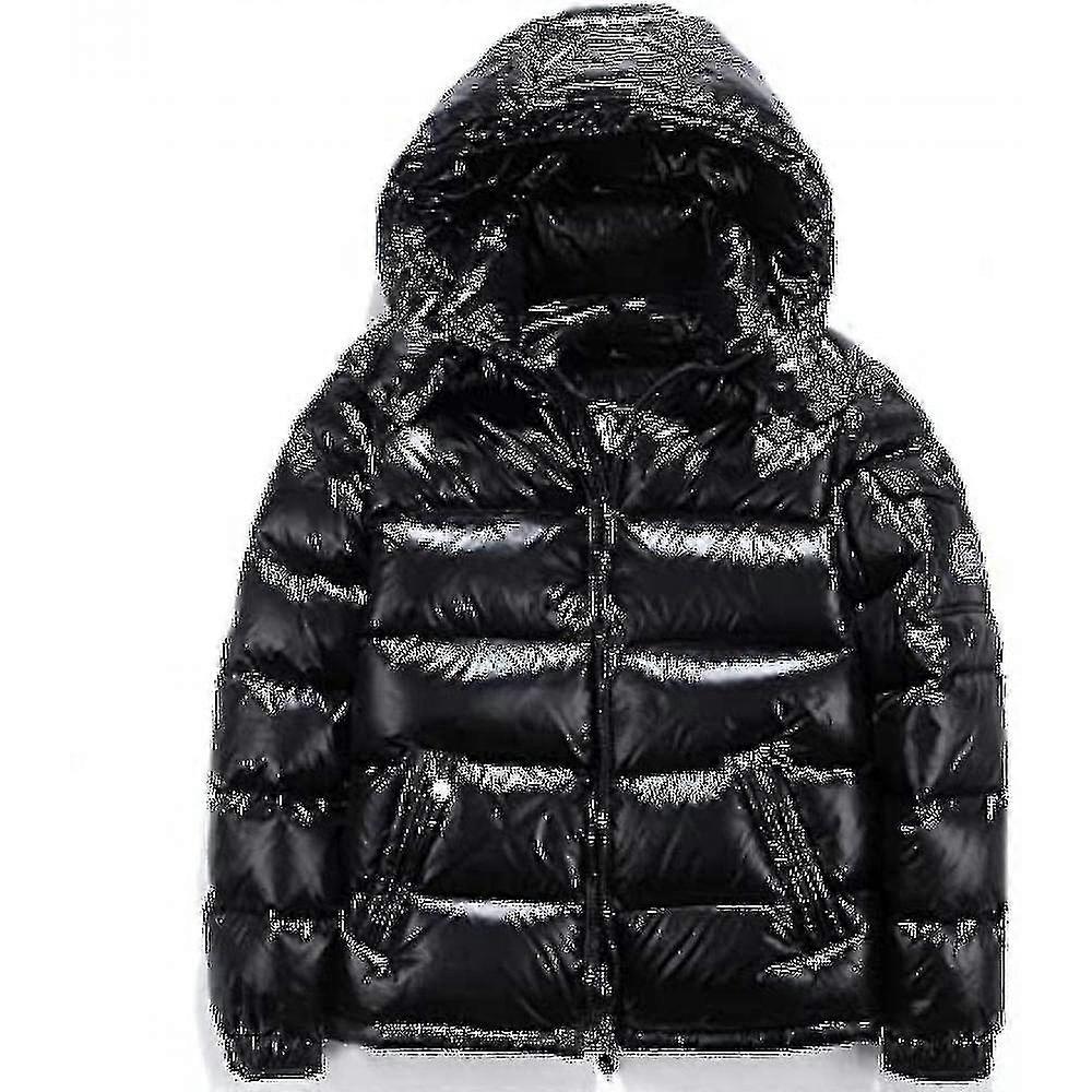 Shiny Down Jacket Men's Winter Jacket Stand-up Tie Hood Down Jacket