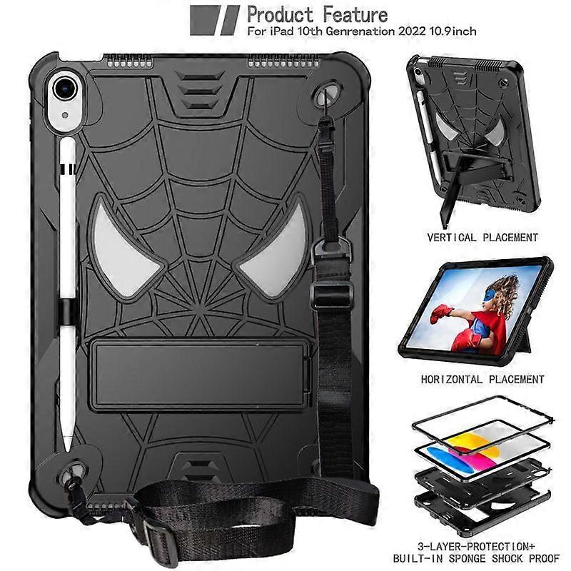 For ipad 10th Gen 10.9 inch 2022 Case A2696 A2757 A2777 Kids Tablet cover Silicone +PC case compatible for  apple iPad 10 Gen+shoulder strap Computer 