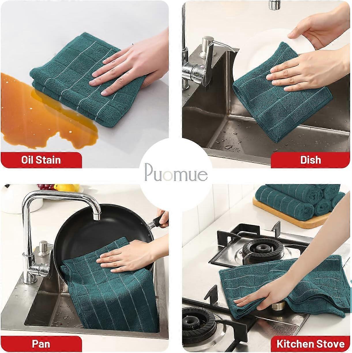Microfiber Kitchen Towels Set, Lint-Free, Ideal for Drying Dishes ...