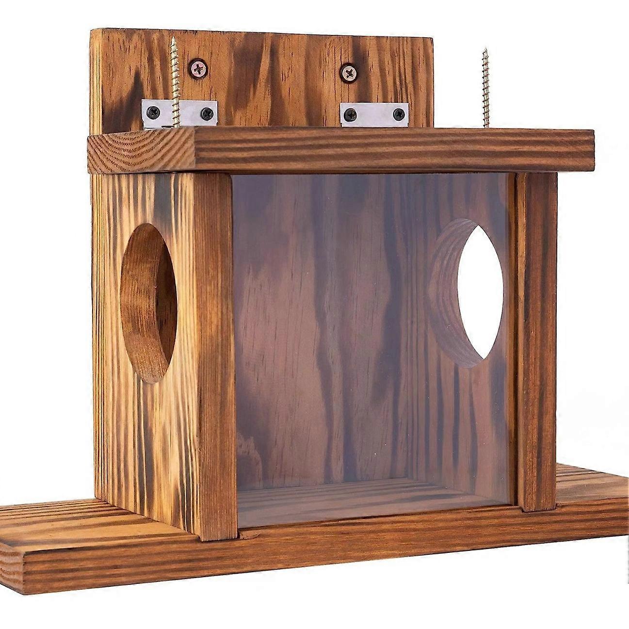 Wooden Squirrel Feeder for Backyard Garden Use