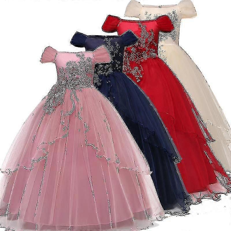 طفل فساتين الزفاف للبنات أنيقة زهرة الأميرة ثوب طويل طفلة عيد الميلاد اللباس Vestidos Infantil الحجم 6 12 14 سنوات D_ia