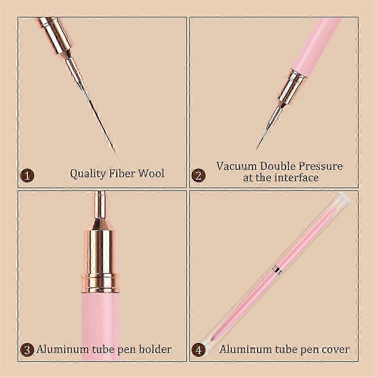 5PCS 7/9/11/15/25mm Nail Liner Brush Set UV Gel Nail Brushes Kits French Stripe Line Painting Drawi