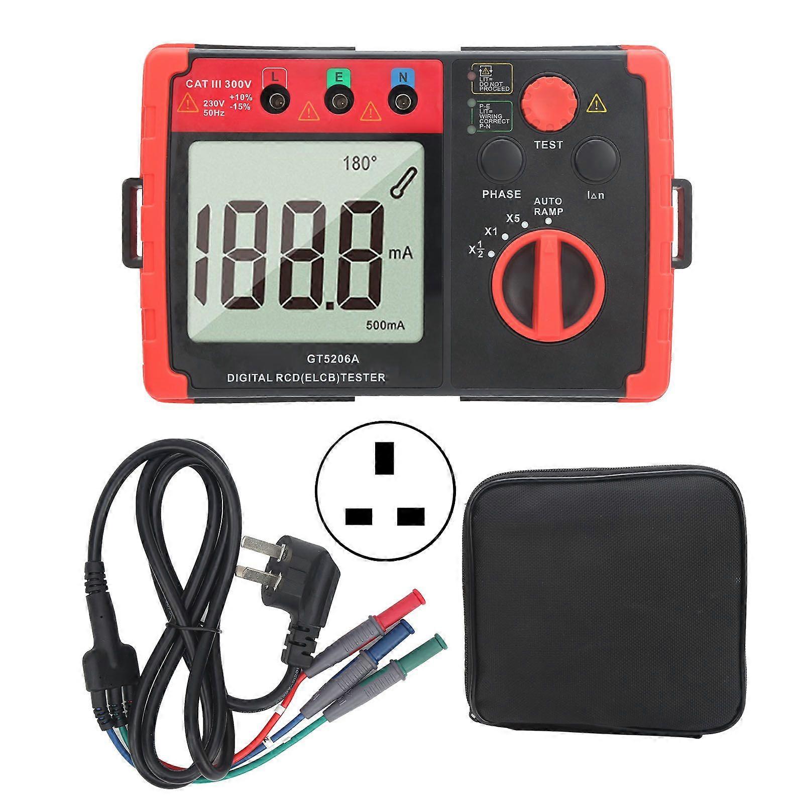 GT5206A Digital RCD (ELCB) Tester Leakage Protection Switch Detector Testing InstrumentAU Plug 220V