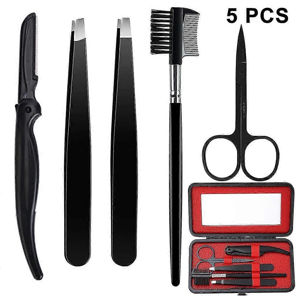 Eyebrow Kit, 5 In 1 Tweezers For Eyebrows, Professional Eyebrow Groo Set Include Stainless Steel Eyebrow Razor Eyebrow Brush Eyebrow Scissors With,396