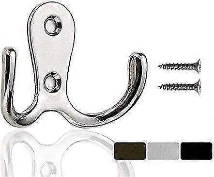 Coat Hook 10 Pieces Double Metal Hooks And Racks Storage With Screws For Home, Shelves, Drawers, Lockers