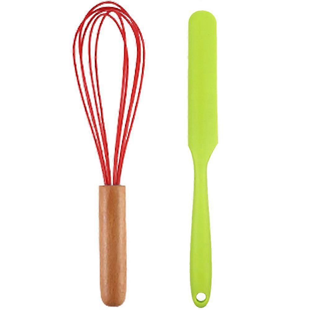 2 Piece Mini Kitchen Utensil Set- Silicone Kitchen Tools With Wood Handles,0540