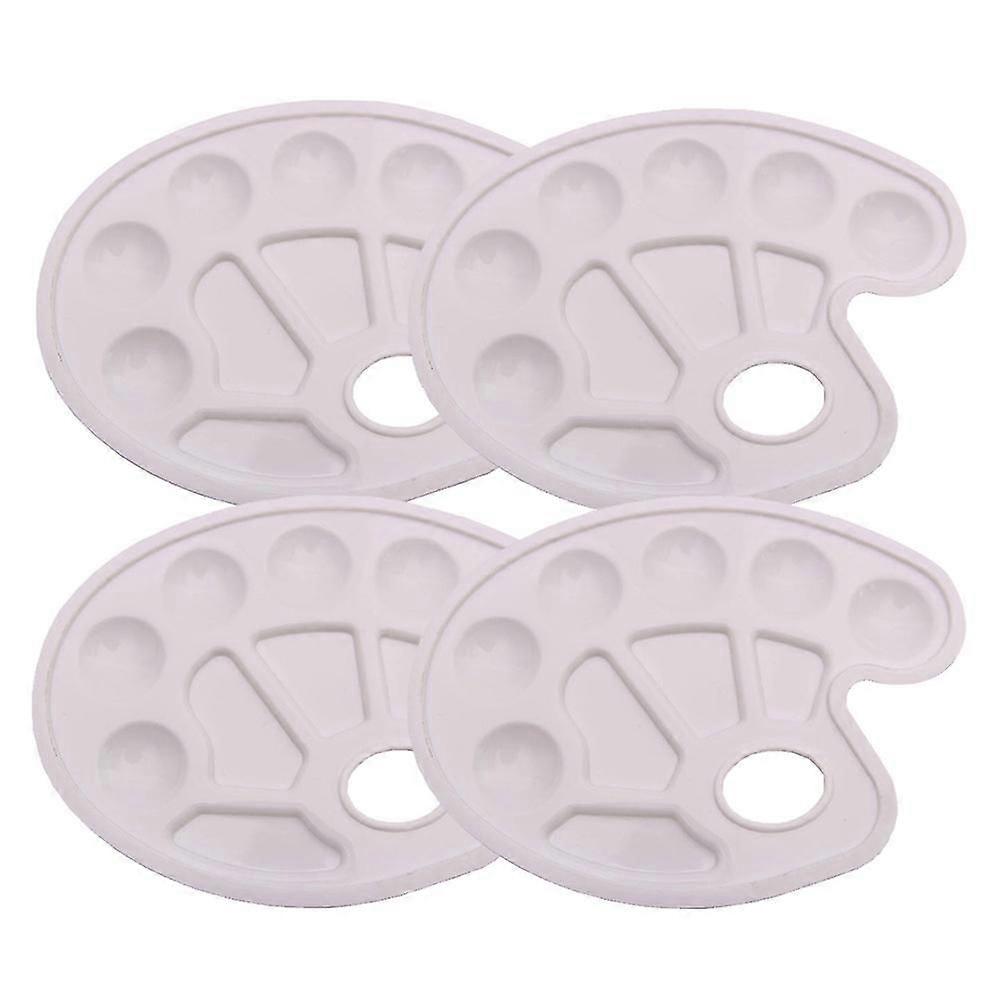 4-piece Plastic Paint Tray With Thumbhole, Suitable For Children Or Students To Paint Diy Manually