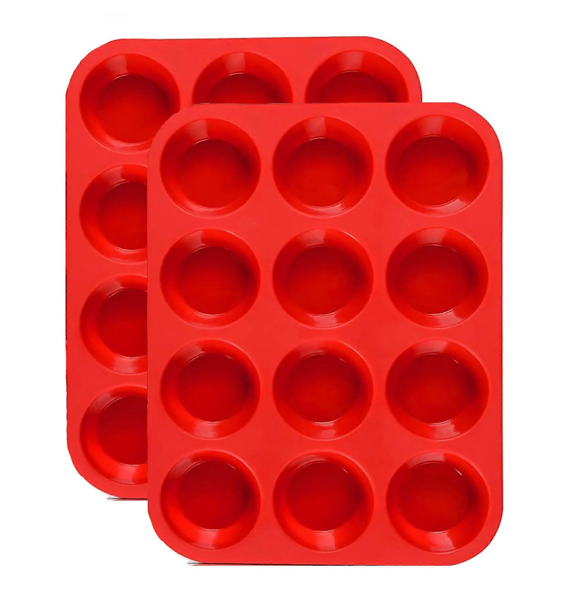 **Silicone Muffin Pan Set - 12-Cup Nonstick Baking Molds (2-Pack)**