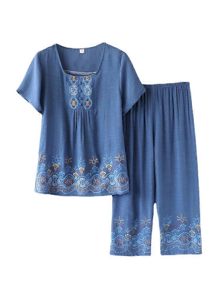 Plus Size Vintage Print Damen Kuscheliger lockerer Pyjama