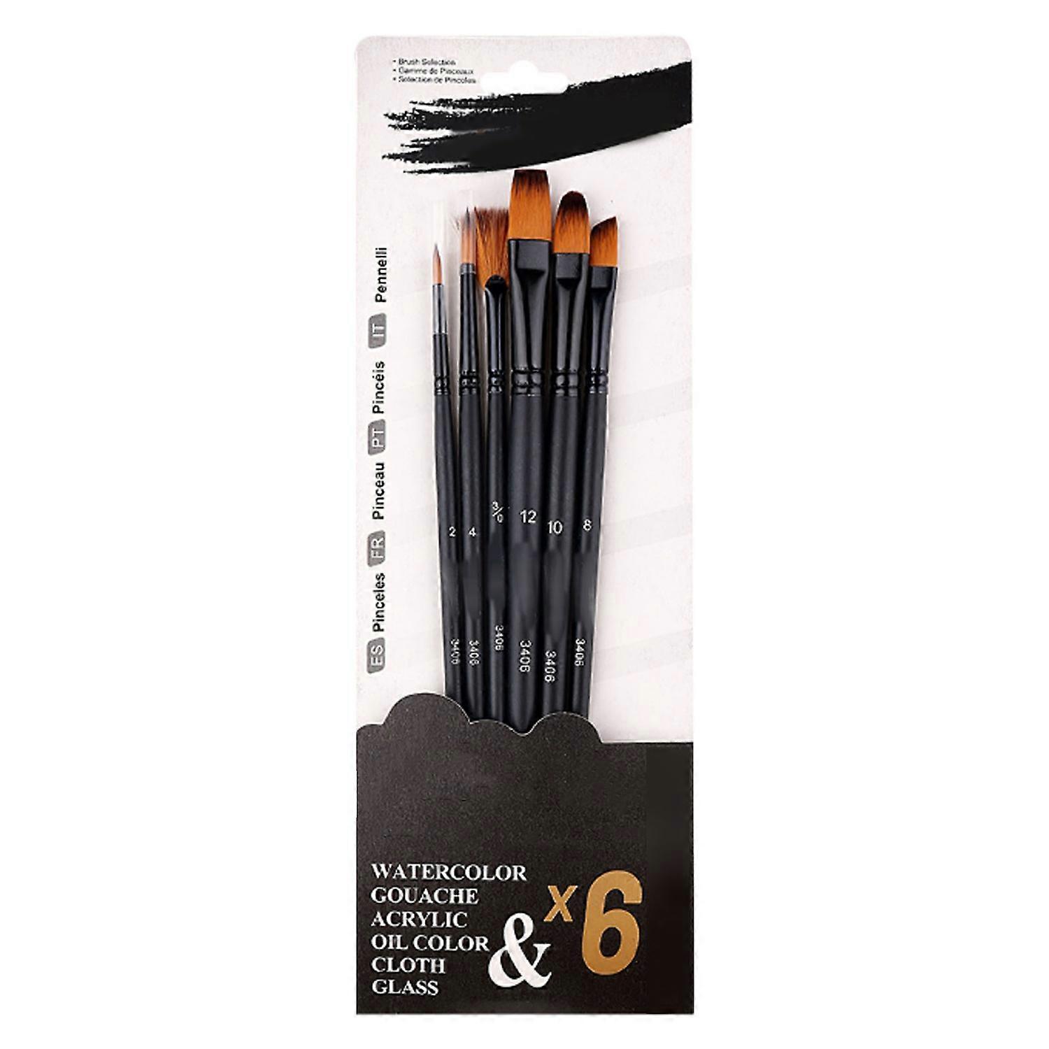 6Pcs ακρυλικό σετ πινέλων βαφής επαγγελματικό νάυλον κιτ καλλιτεχνών ζωγραφικής ακουαρέλας λαδιών