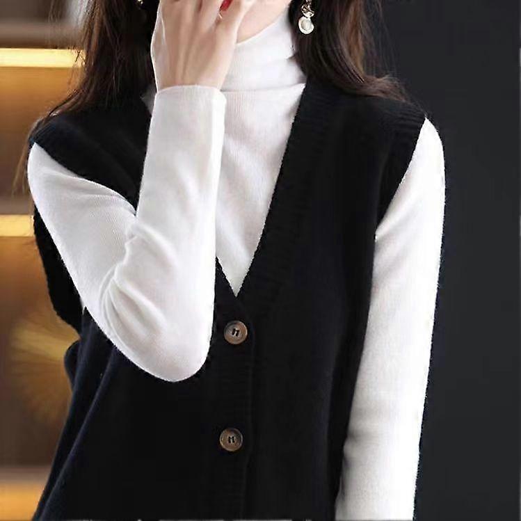 V-neck knitted vest cardigan women's sleeveless temperament vest 2024 early spring new sweater for versatile women's outerwear