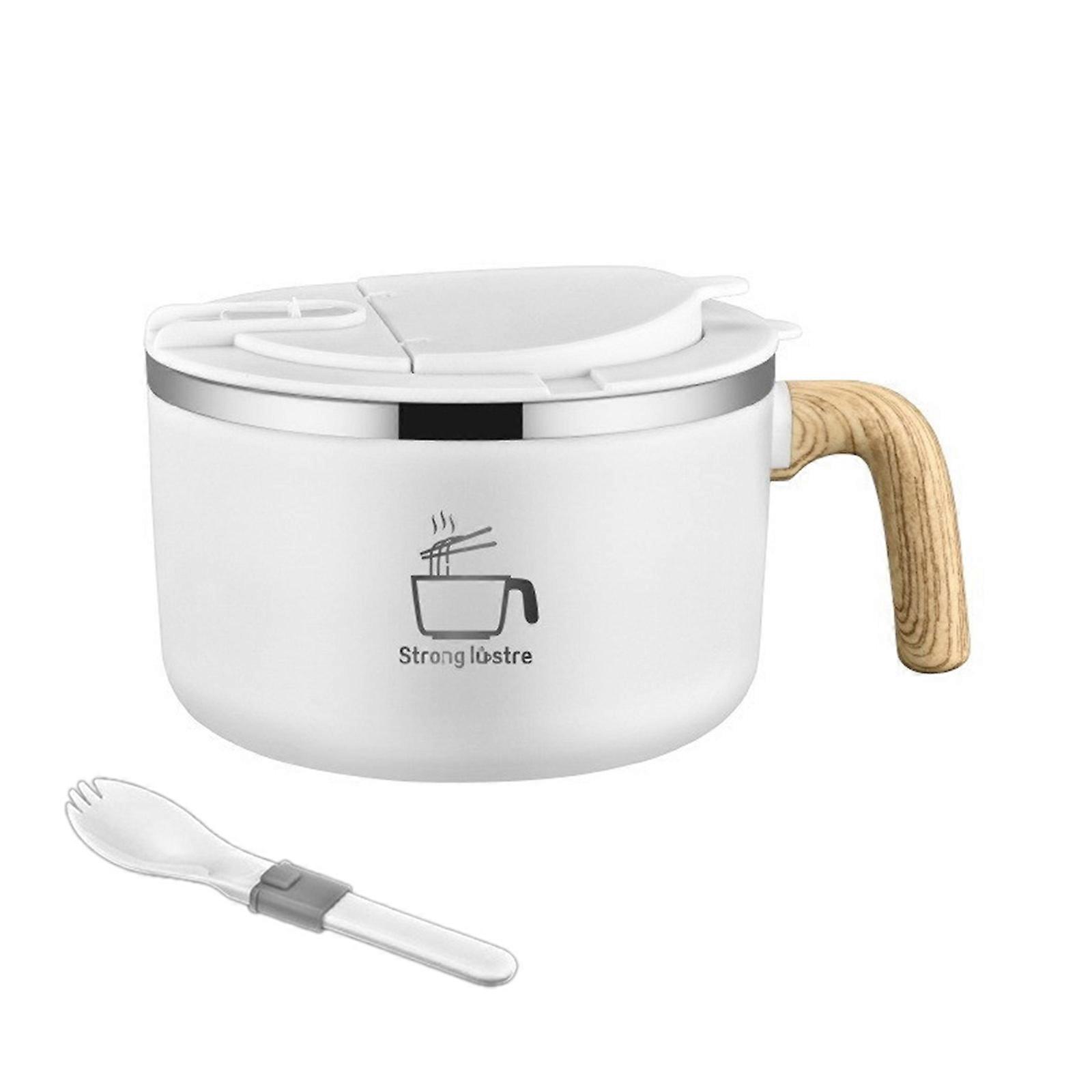 Functional Bowl for Noodles Convenient Medium Sized Stainless Steel Bowl Utensils for Noodles Lover White