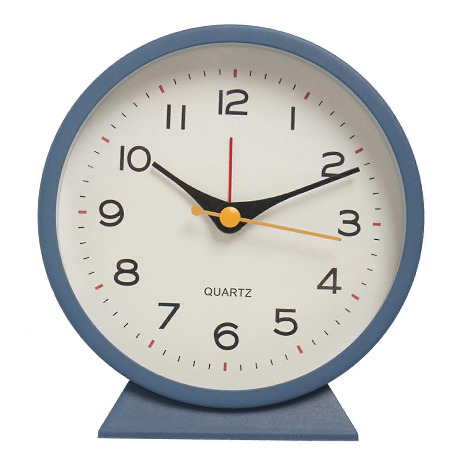 Contemporary Bedside ModernsMetal Desk Clock with Snooze Light Minimalists Style Accurate Timekeeping for Home or Office  Blue