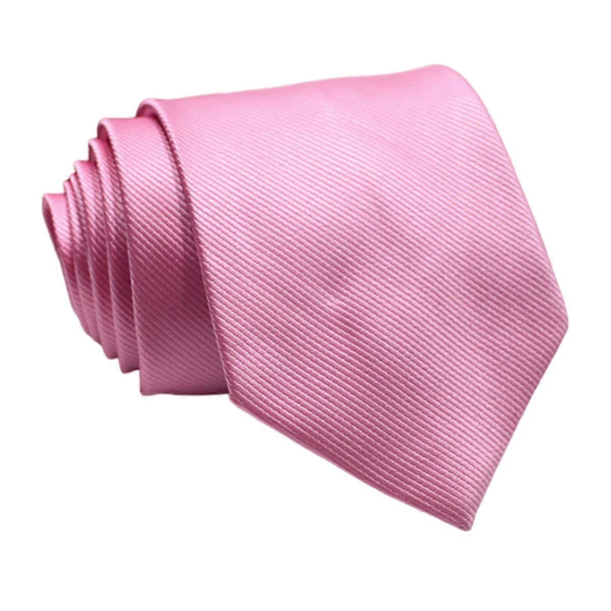 Solid Pink Tie for Men, Slim Business Wedding Necktie