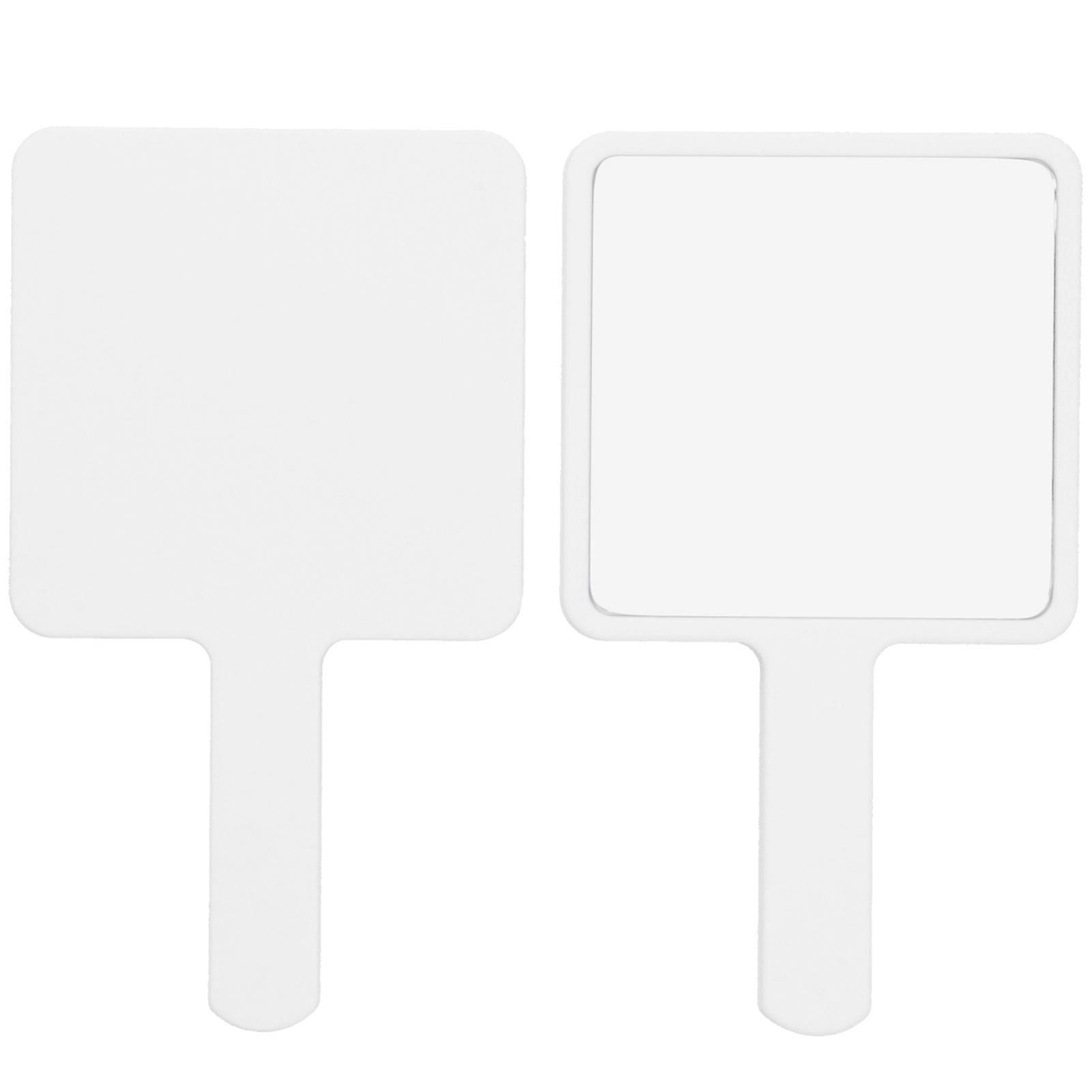 2 Pcs Handheld Portable Square Makeup Mirror