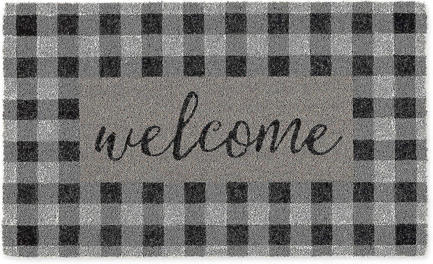 Natural Coir Doormat, Checkers Mat, Checkers Welcome, 18x30in