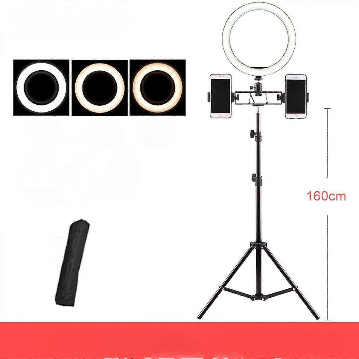 26CM Double stand LED Ring Light stand Make Up RingLight for Video, Studio, Makeup, Dimmable 3 Light Modes, Easy to Carry and Install