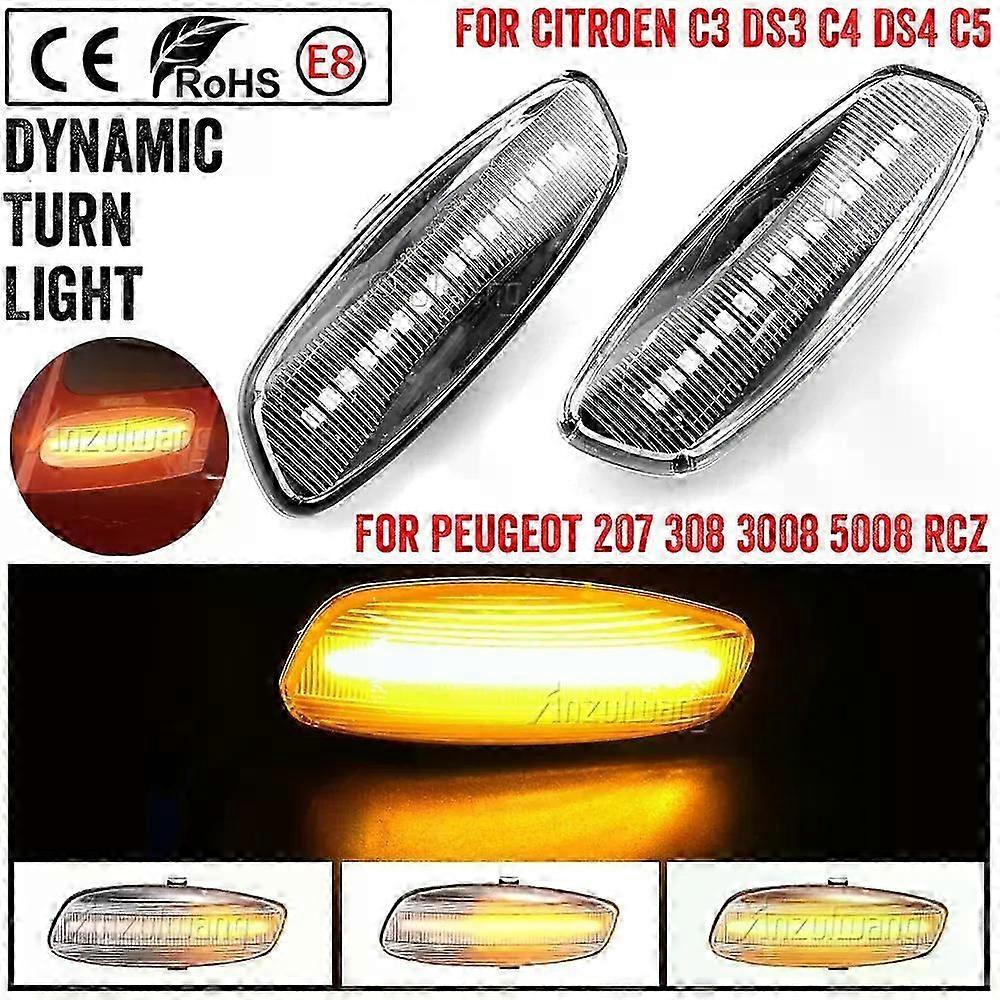 Dynamic LED Flashing Side Marker Lamp LED Strip Turn Signal Light For Citroen C3 C4 C5 DS3 DS4 For Peugeot 207 308 3008 5008 RCZ