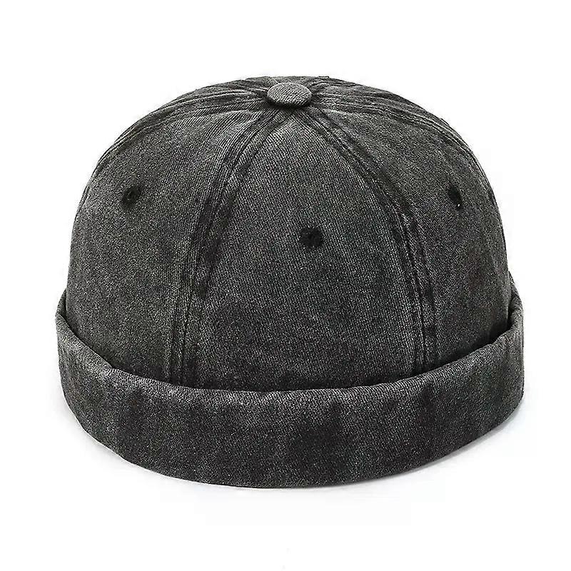 Fashion Men Cotton Brimless Skullies Cap Vintage Dome Hat Solid Street Portable Hats Summer Multipurpose Beanie Hat Hip Hop Hats