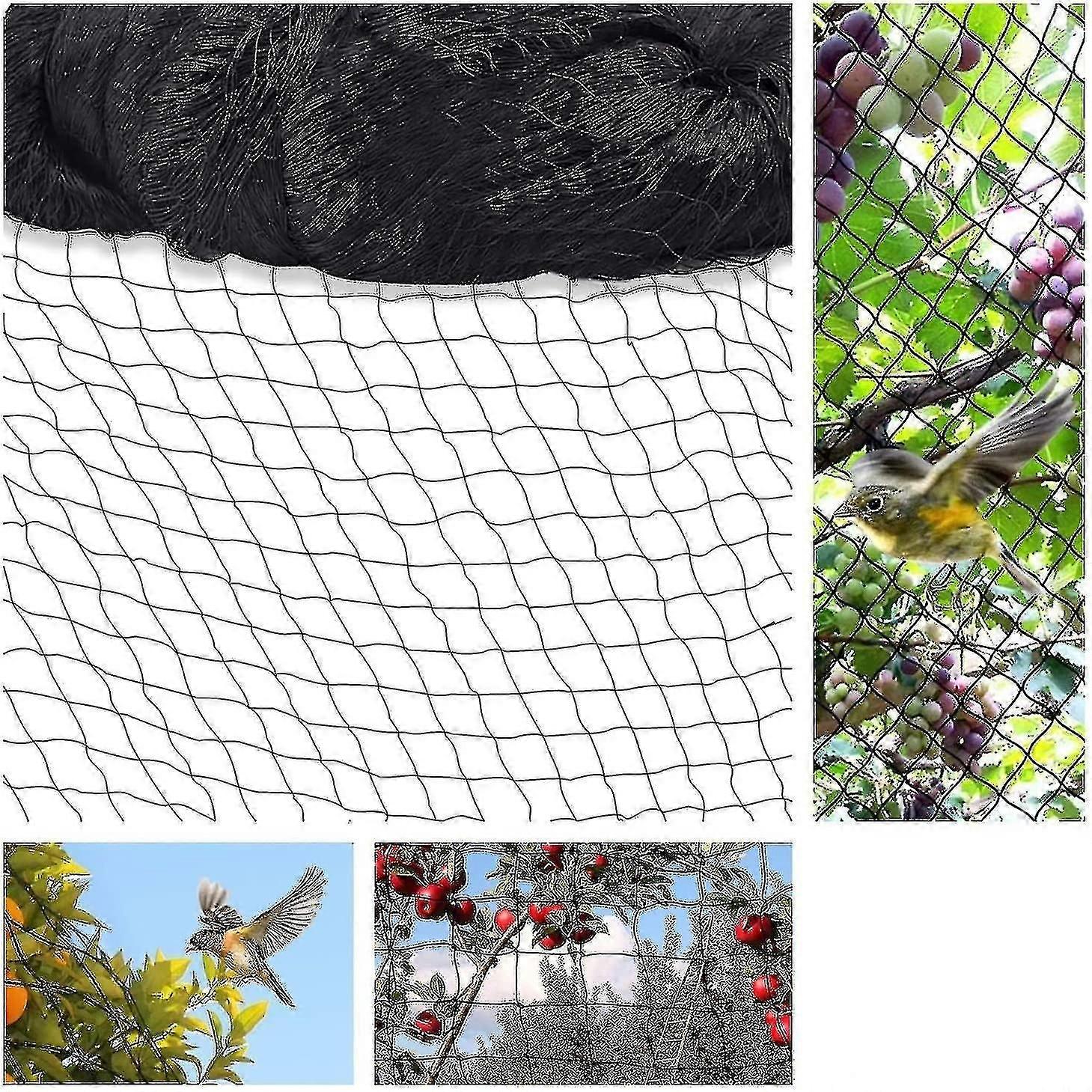 Filet de protection anti-oiseaux 15 m x 15 m, filet anti-oiseaux, filet pour plantes, filet de jardin pour étang, grands trous de 5 x 5 cm